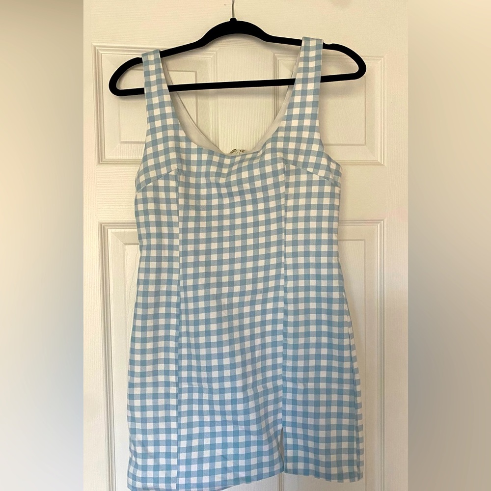 Blue White Gingham Mini Dress